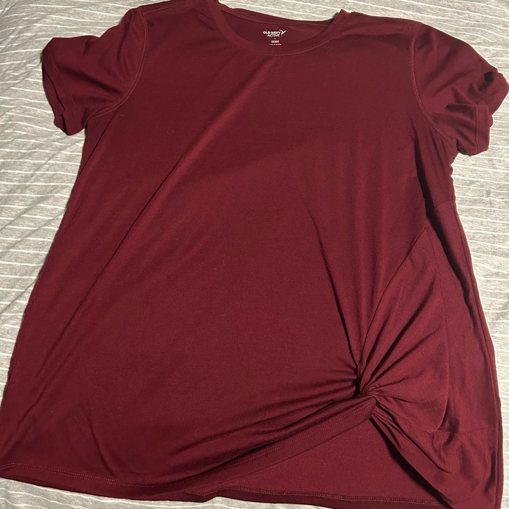 Old Navy Maroon Twist Hem Tee